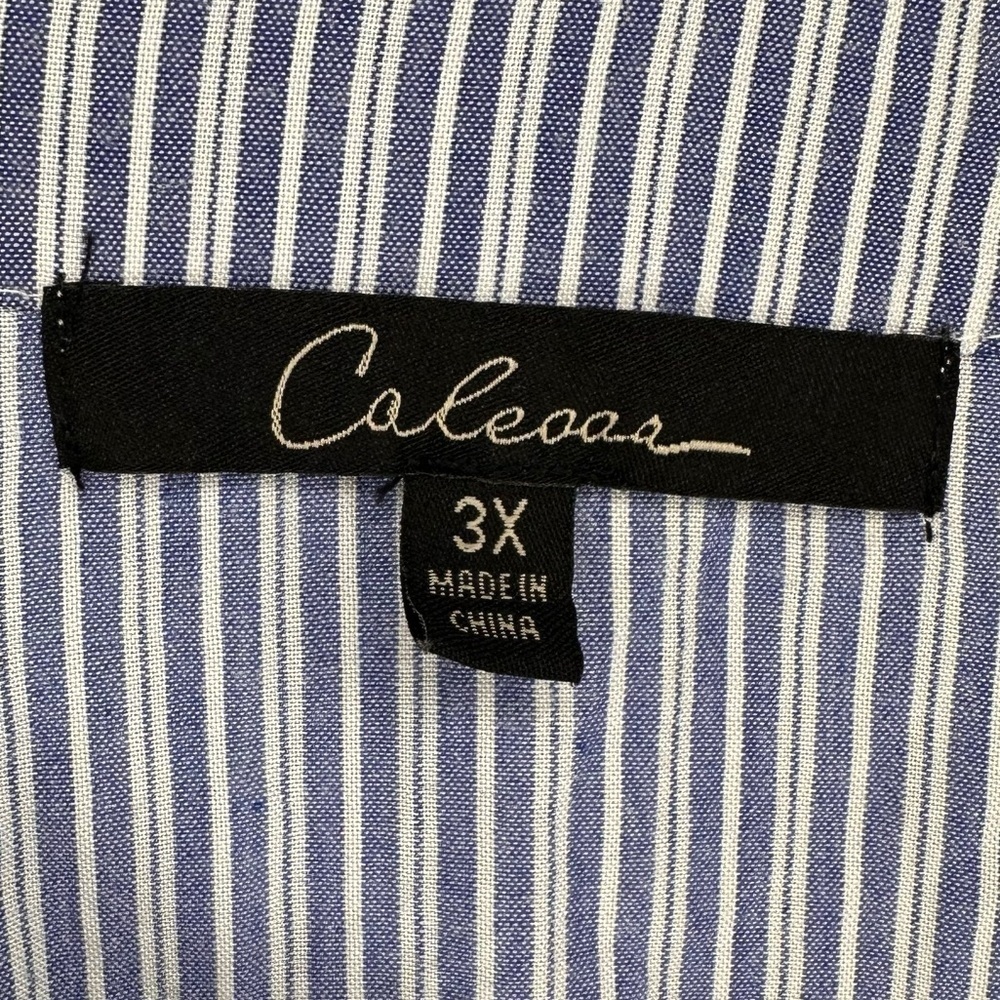 Calessa Embroidered Blue Striped Tunic Size 3X - Picture 3 of 5